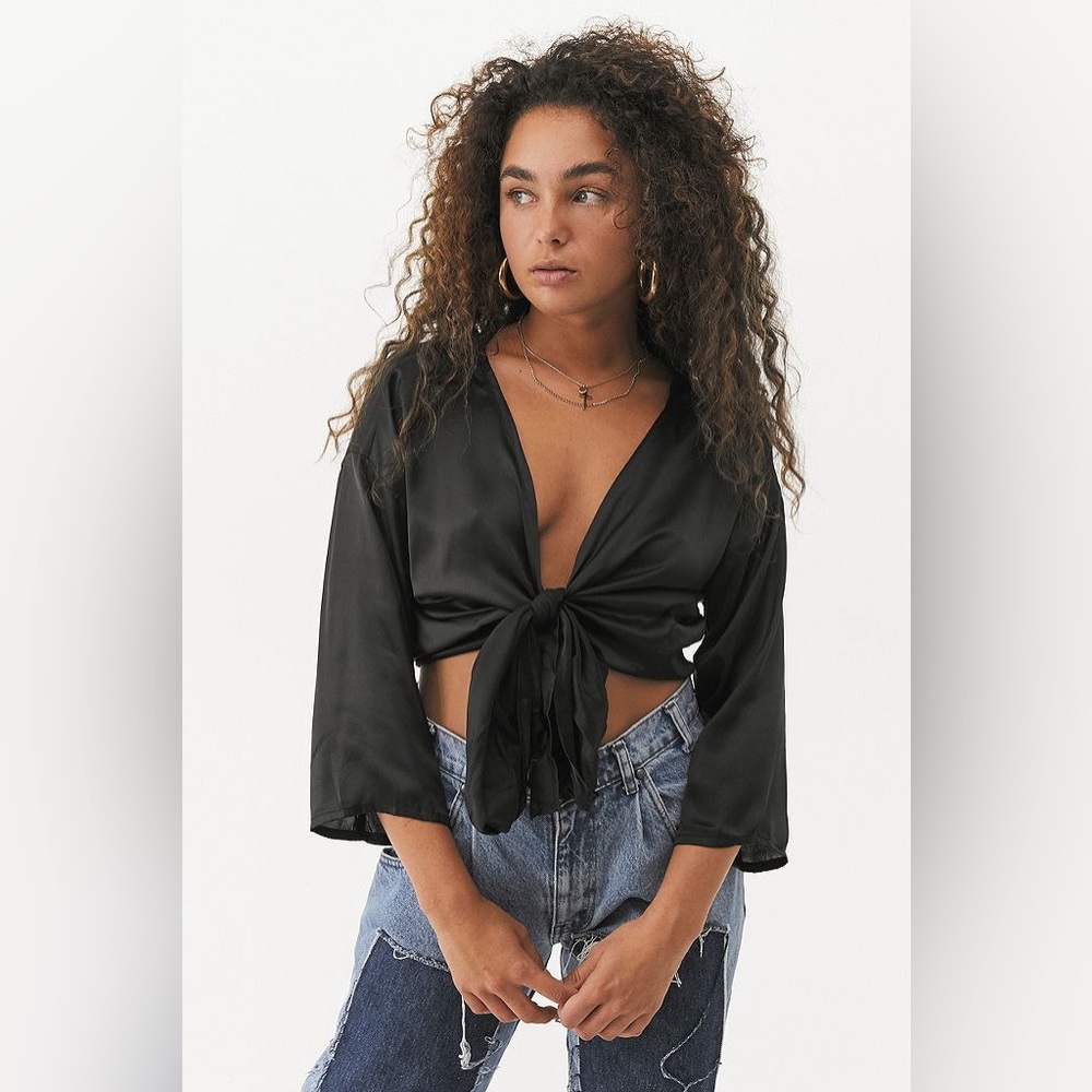 Urban Outfitters Balletcore Satin Wrap Top